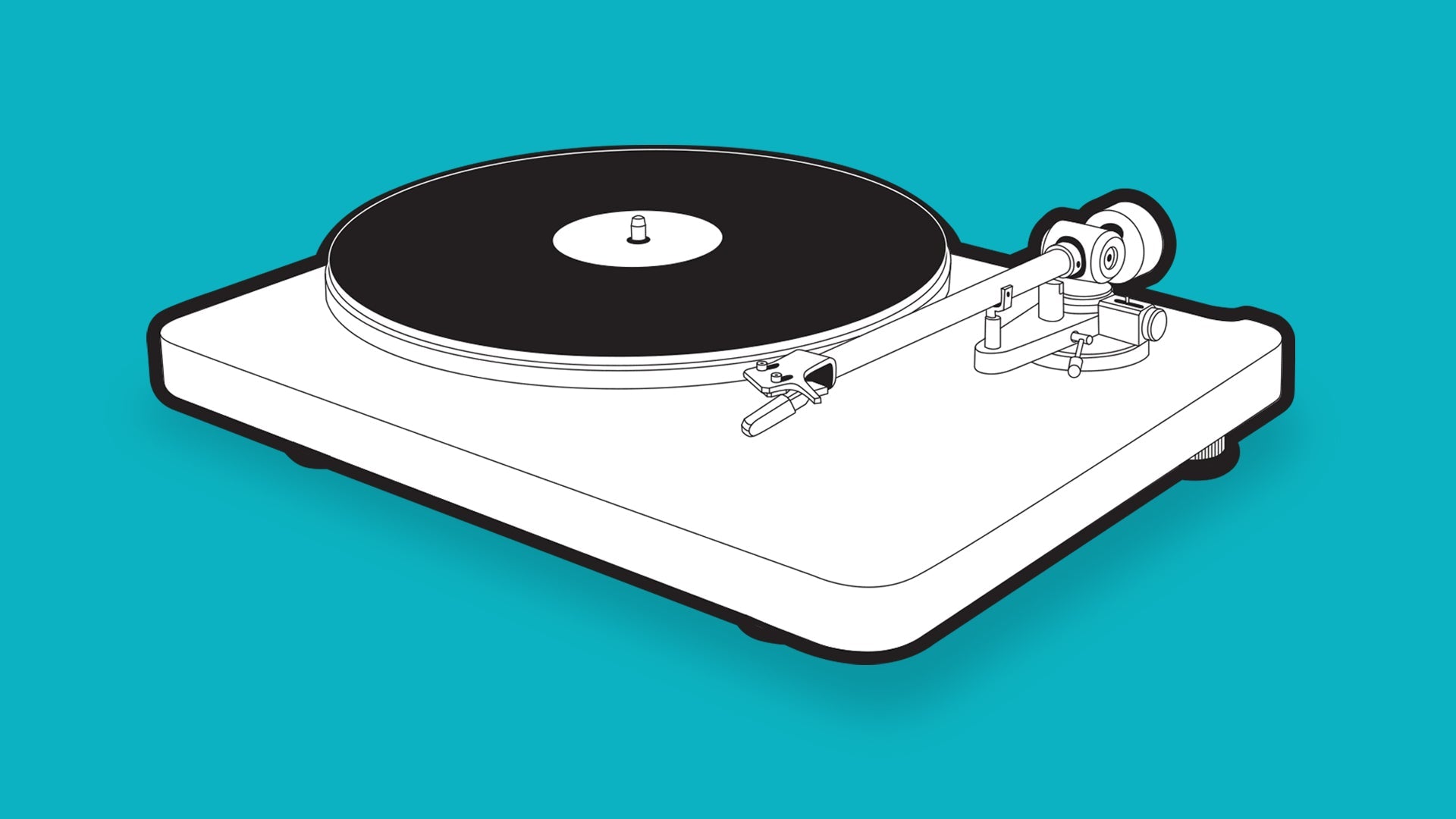 NAD C 558 turntable illustration with light blue background|Flutter audio definition