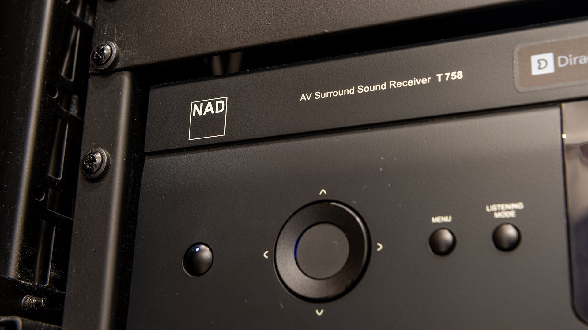 T 758 Close up|Living Room with Pulse Flex|T758 in rack|BluOS on iPhone|T758